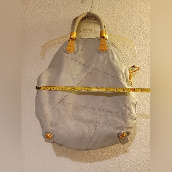 Rough Roses Handbag Dove Gray Satchel/Crossbody w/ Gold tone Hardware - Picture 6 of 16